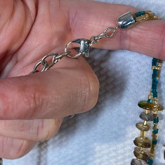 Beaded Glass Butterfly Necklace Boho Beach Jewelry with Extender Chain - Picture 3 of 5